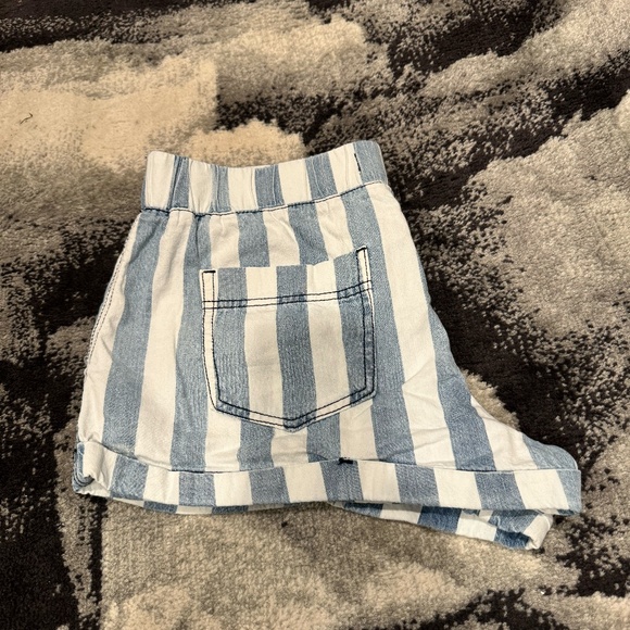 REWASH Blue White Striped Pull-On Shorts Cuffed Hem Elastic Waistband Size Large - Picture 5 of 7